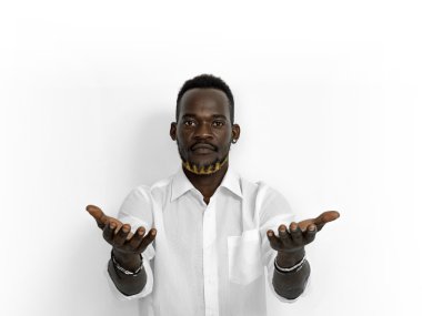 İşadamı portre açık elle