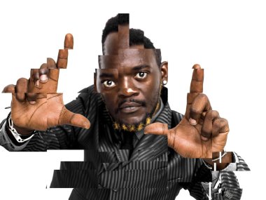 Yakışıklı Afrika işadamı çerçeveleme jest Mozaik