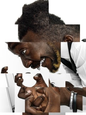 Neşeli Afrika işadamı mozaik portresi