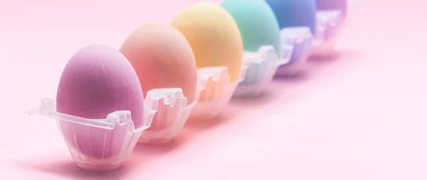 Row of colorful Easter eggs letterbox — Stock Photo, Image