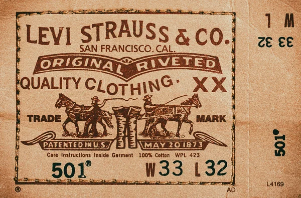 Etiqueta vaqueros Levis. De cerca. — Foto de Stock