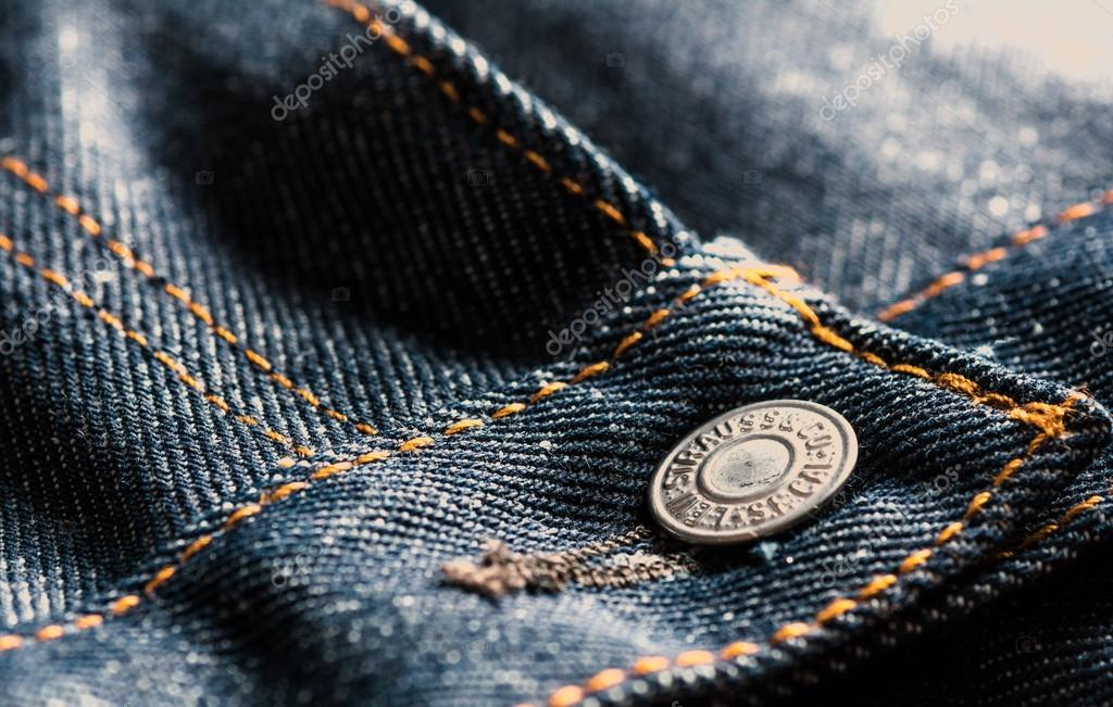 Levis jeans emblem. Selective focus