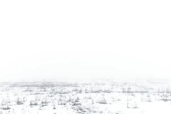 Snowy Boerderij Veld Mist — Stockfoto