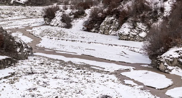 Montagne Lit Rivière Hiver — Photo