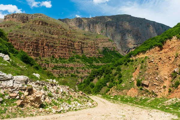 Dağlık Kayalık Bölgede Toprak Yol — Stok fotoğraf