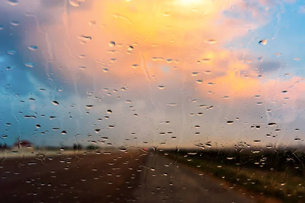 Gocce Pioggia Sul Parabrezza Auto — Foto Stock