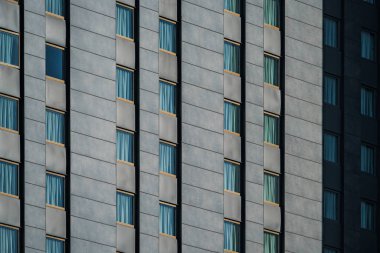 Bir şehir binasının sıra sıra pencereleri