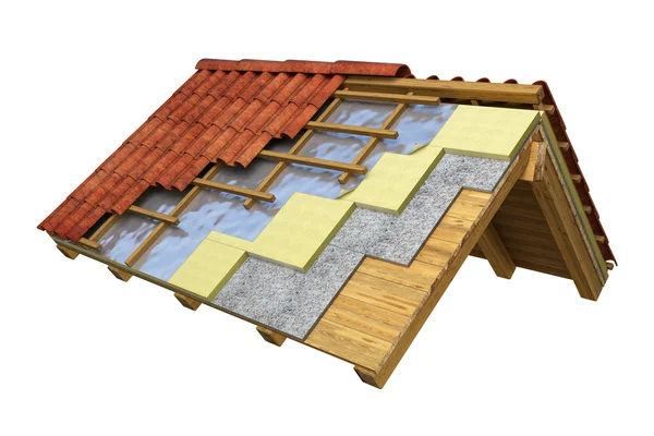 Roof thermal insulation 3D rendering — Stock Photo, Image