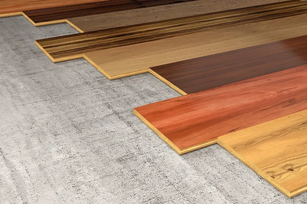 Various Hardwood planks 3D rendering — Stock Photo, Image