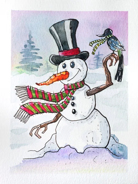 Schneemann zu Weihnachten Stockbild