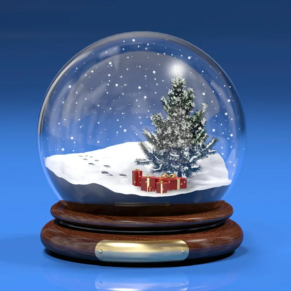 Snowglobe with footprints — Stock Photo, Image