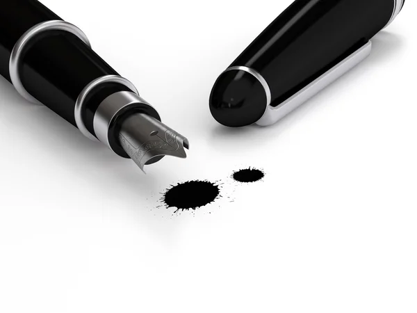Перьевая ручка с каплей чернил — стоковое фото