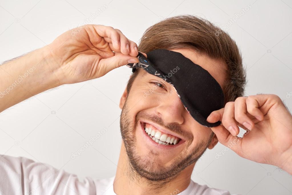 handsome man with blindfold