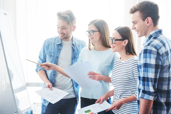 Positive colleagues working on the project — Stock Photo, Image