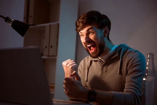 Young man screaming of joy — Stock Photo, Image