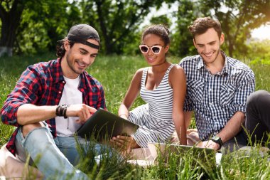 young people spending time together clipart