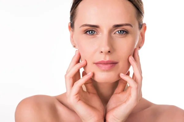 Positive young woman with natural makeup — Stock Photo, Image