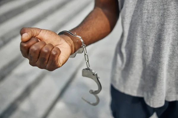 Focused photo on man that showing fist — Stock Photo, Image