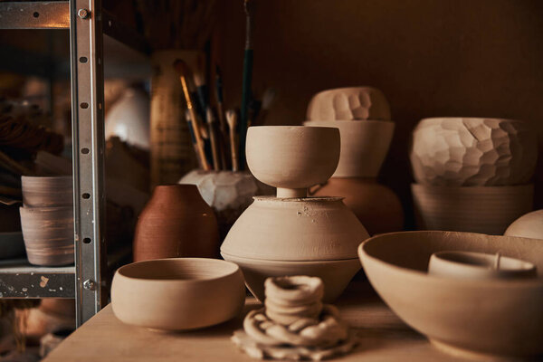 Image of earthenware and ceramic ware in art studio