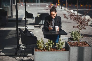 Spacious cafe terrace with only one visitor