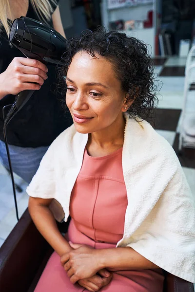 Tender woman keeping smile on her face — Stock Photo, Image