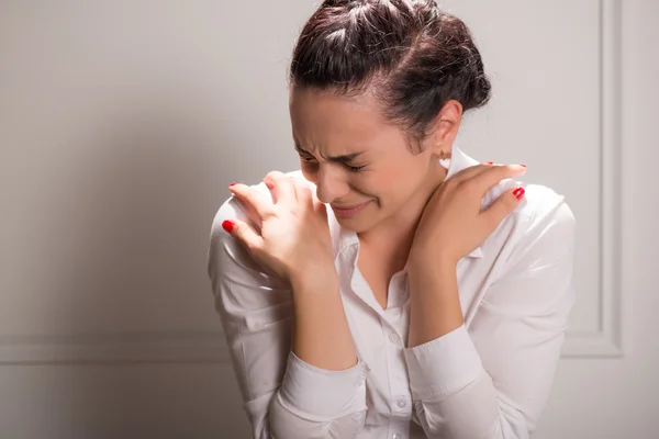 Mulher de negócios que sofre de depressão — Fotografia de Stock