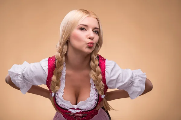 Young sexy blonde wearing dirndl — Stock Photo, Image