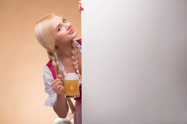 Young sexy blonde wearing dirndl — Stock Photo, Image