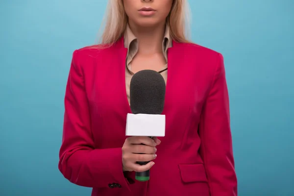 Very beautiful TV presenter — Stock Photo, Image