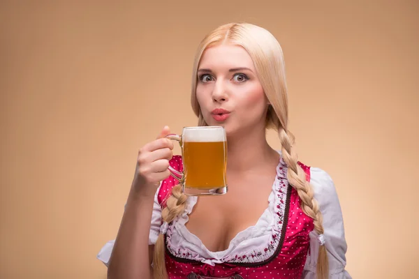 Young sexy blonde wearing dirndl — Stock Photo, Image