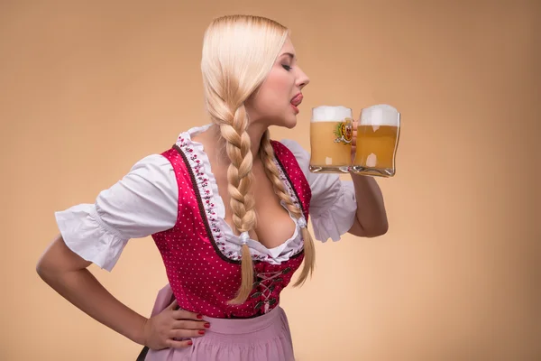 Young sexy blonde wearing dirndl — Stock Photo, Image