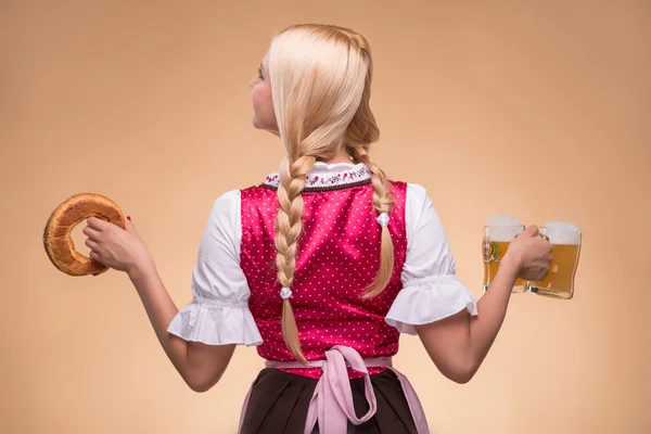 Young sexy blonde wearing dirndl — Stock Photo, Image