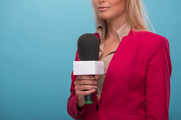 Very beautiful TV presenter — Stock Photo, Image