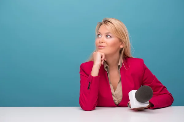 Very beautiful TV presenter — Stock Photo, Image