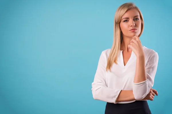 Lovely blonde wearing white blouse — Stock Photo, Image