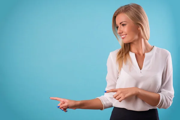 Lovely blonde wearing white blouse — Stock Photo, Image