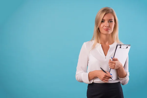 Lovely blonde wearing white blouse — Stock Photo, Image