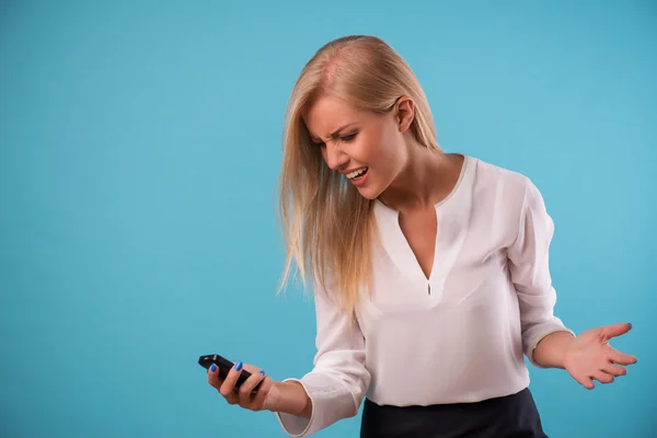 Lovely blonde wearing white blouse — Stock Photo, Image