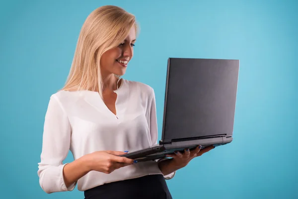 Lovely blonde wearing white blouse — Stock Photo, Image