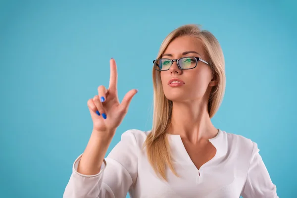 Lovely blonde wearing white blouse — Stock Photo, Image