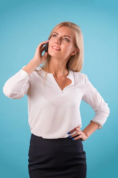 Lovely blonde wearing white blouse — Stock Photo, Image