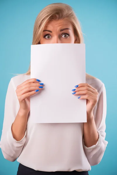 Lovely blonde wearing white blouse — Stock Photo, Image