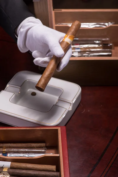 Hombre guapo con cigarro — Foto de Stock