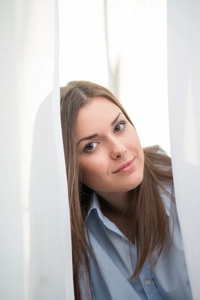 Trevlig tjej på morgonen — Stockfoto