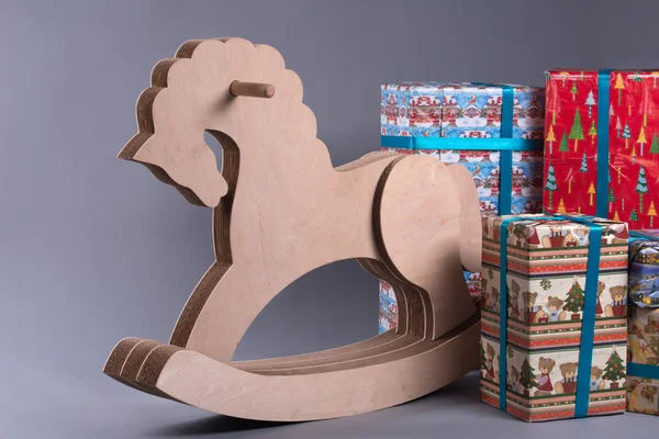 Wooden horse for Christmas — Stock Photo, Image