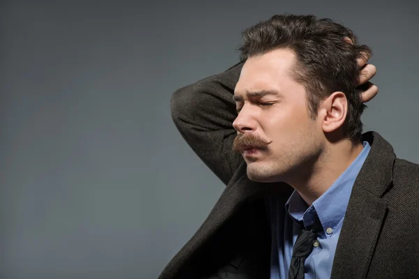 Side view of young author deep in thoughts — Stock Photo, Image