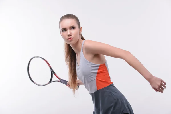 Tennis woman player with racket — Stock Photo, Image