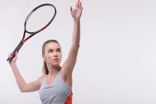 Joueuse de tennis avec raquette — Photo