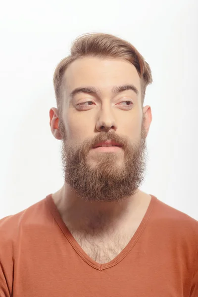 Handsome bearded man with headache — Stock Photo, Image