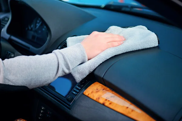 Handsome man cleaning his car — Stock Image Handsome man cleaning his car Royalty Free Stock Images
